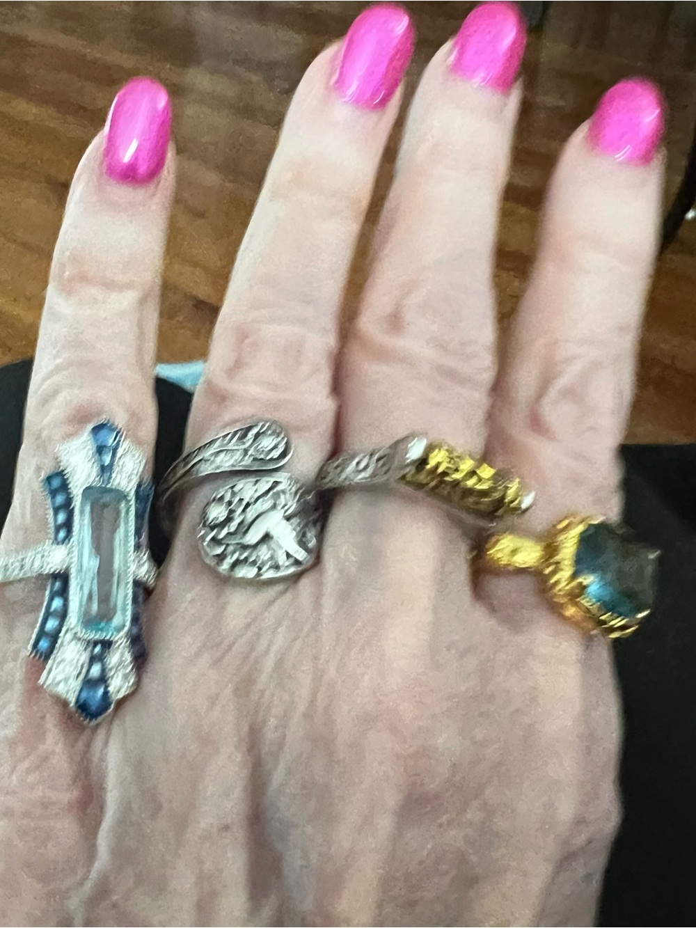 Gold and Blue Gemstone Cocktail Ring - Women's Fashion Statement